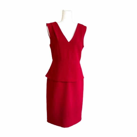 Metaphor Dress Tango Red Peplum Cut Out V-Neck Sleeveless Sheath Size 6 NEW - Picture 2 of 12